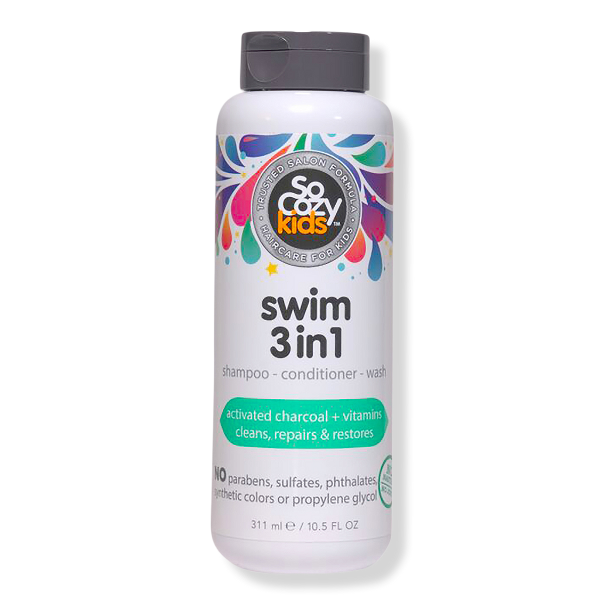 Swim 3-In-1 Shampoo Conditioner Body Wash Activated Charcoal for Kids