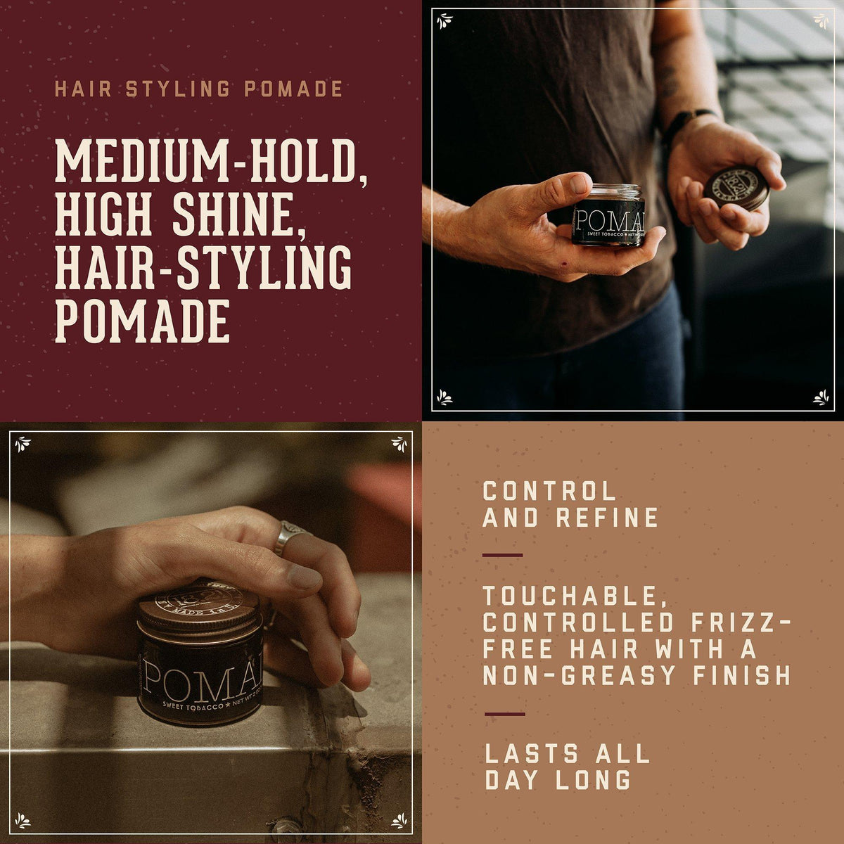 Sweet Tobacco Medium Hold, High Shine Hair Styling Pomade