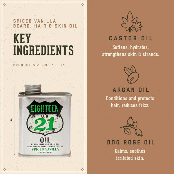 Spiced Vanilla Lightweight, Conditioning Beard, Hair & Skin Oil