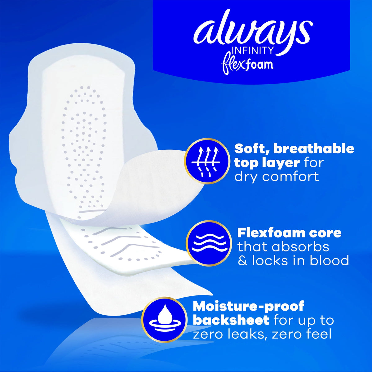Always Infinity Feminine Pads, Size 5, Extra Heavy Overnight, Wings, Unscented, 30 Count