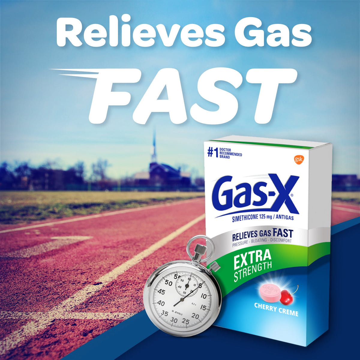Gas-X Extra Strength Chewable Gas Relief Tablets With Simethicone 125 Mg, Cherry - 18 Count