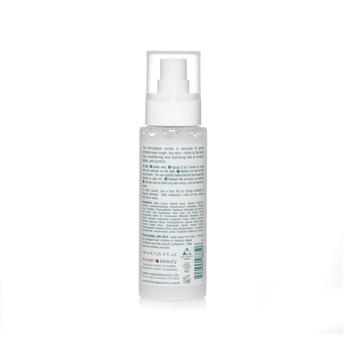 Earth Therapeutics Tea Tree Oil Foot Peeling Spray, 4 fl oz, Exfoliating Treatment for Rough, Dry Skin