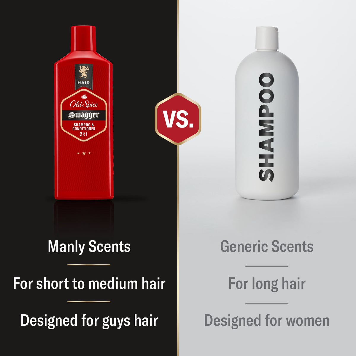 Old Spice Swagger 2in1 Mens Shampoo and Conditioner, Healthier, Fuller, More Moisturized Looking Hair, 13.5 fl oz