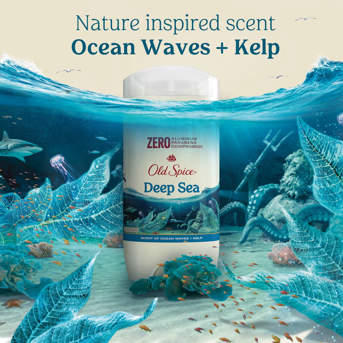 Old Spice Men's Deodorant, Aluminum Free, Invisible Solid Stick, Deep Sea, 3.0 oz