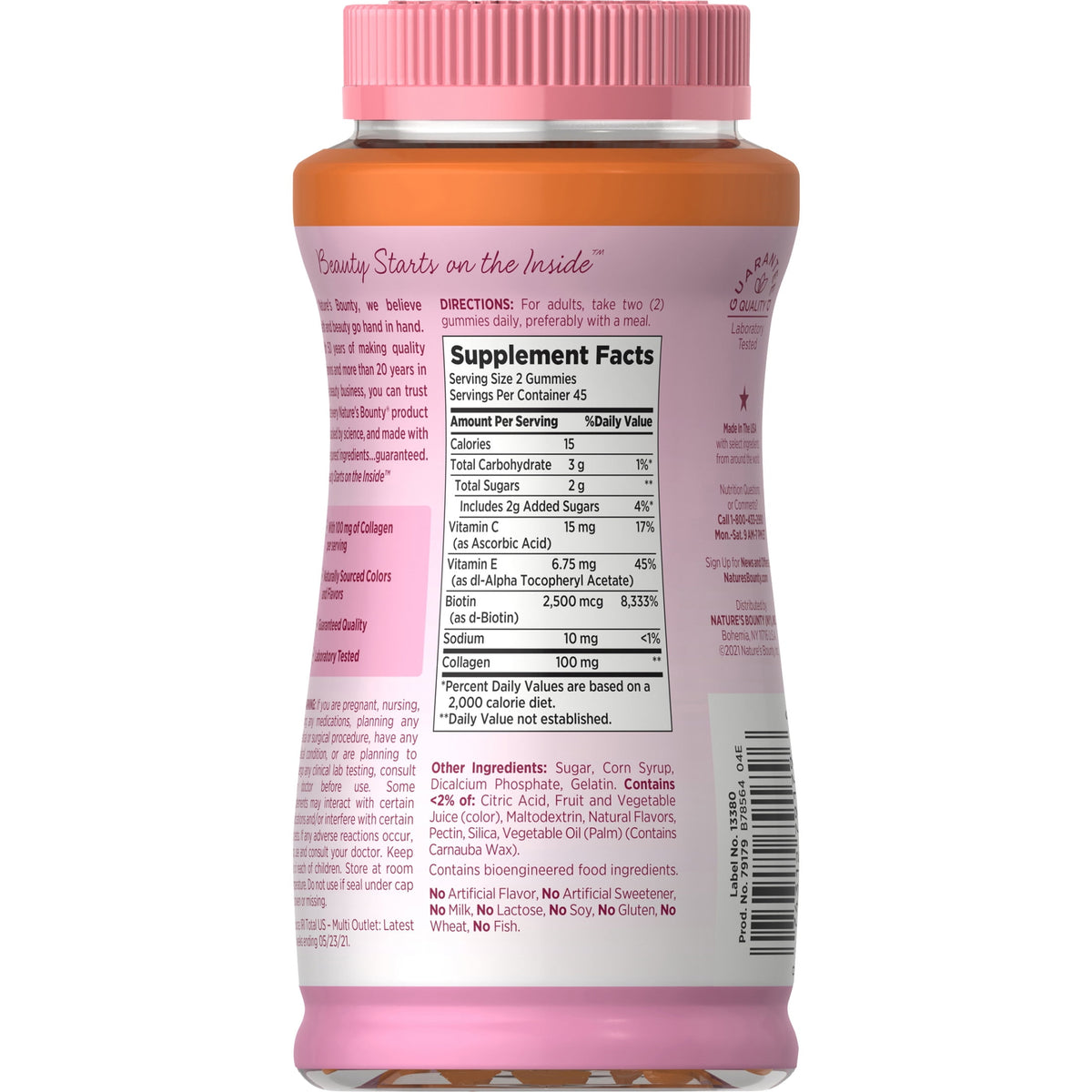 Nature's Bounty Optimal Solutions Hair Skin and Nails Vitamin with Collagen and Biotin, Women's Multivitamin, Tropical Citrus Gummies, 90 Count