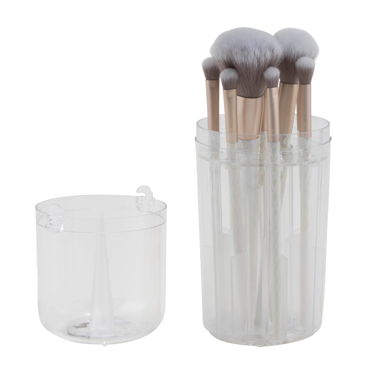 10 Piece Makeup Brush Set for Eyes and Face with Pop-up Brush Container. Candie Couture Brand.
