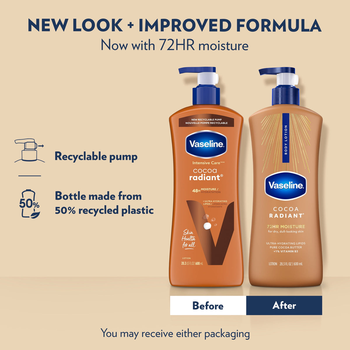 Vaseline Cocoa Radiant Body Lotion Cocoa for Dry Skin Cocoa Radiant Lotion Made with Ultra-Hydrating Lipids and Pure Cocoa Butter for a Long-Lasting