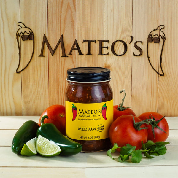 Mateo's Gourmet All Natural Salsa, Medium Heat, 16oz Glass Jar