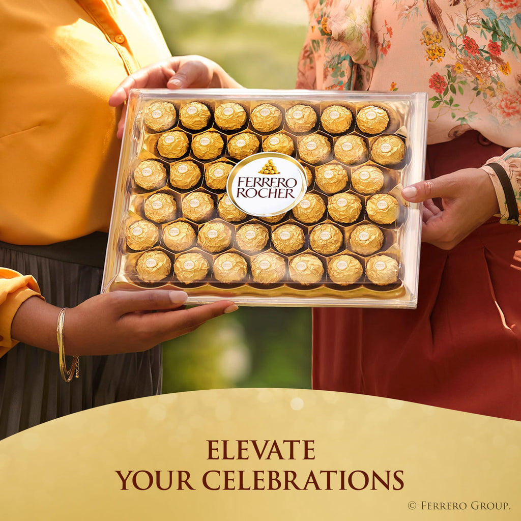 Ferrero Rocher Gourmet Hazelnut Milk Chocolate Gift Box, 16 Individually Wrapped Chocolates, 7 oz