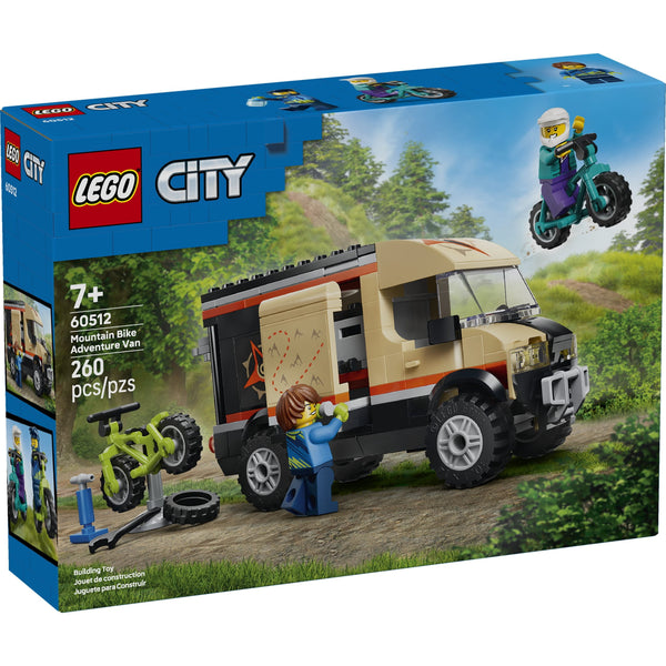 LEGO City Mountain Bike Adventure Van Building Toy Set 60512 with 2 Minifigures, Ages 7+