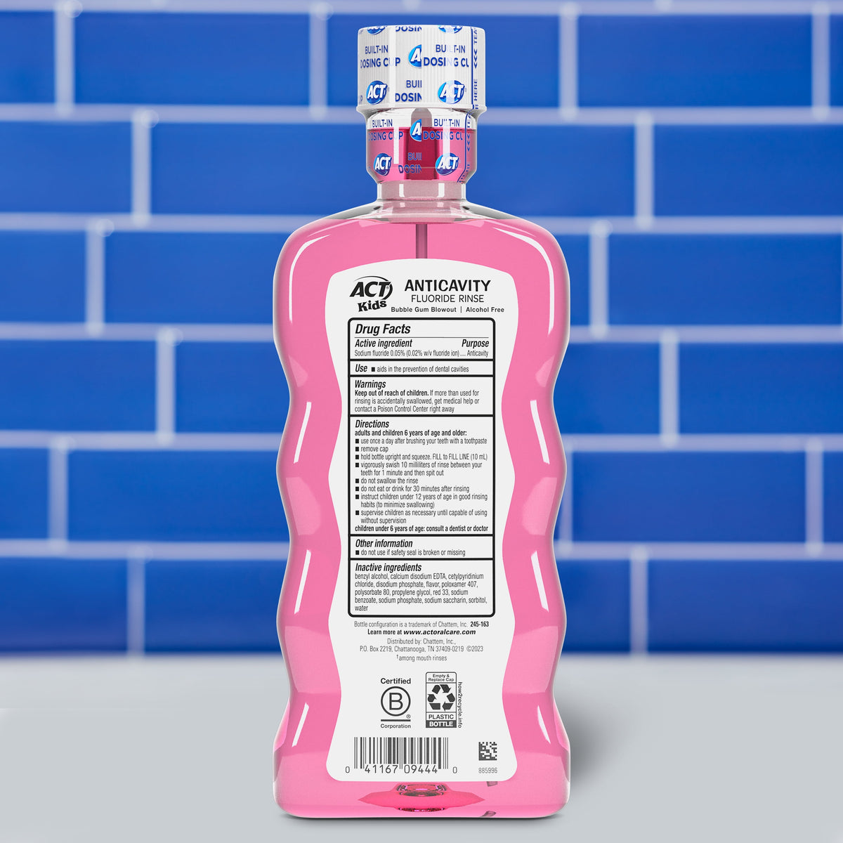 ACT Kids Anticavity Fluoride Rinse, Bubble Gum Blowout, 16.9 fl. oz.