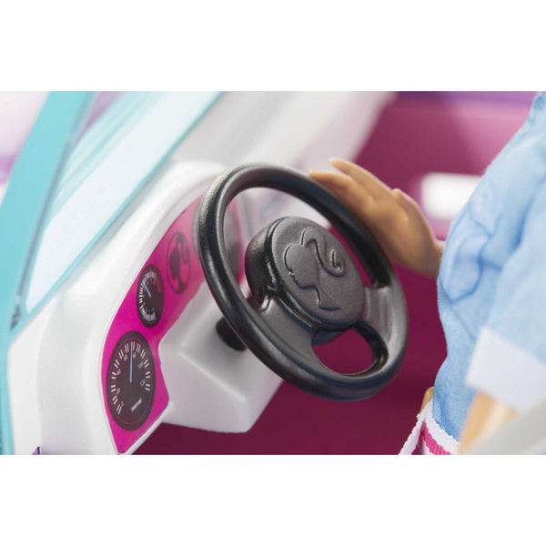Barbie Off-Road Vehicle, Purple Toy Car with 2 Pink Seats and Rolling Wheels for Kids 3 years and up