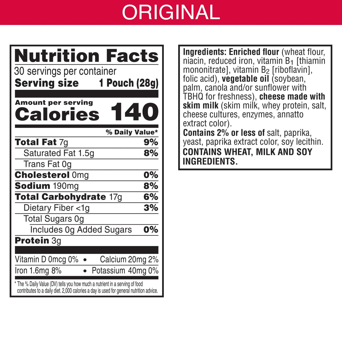 Cheez-It Cheese Crackers, Baked Snack Crackers, Lunch Snacks, Original, 30oz Box (30 Packs)