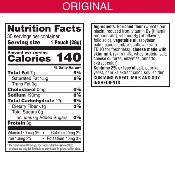 Cheez-It Cheese Crackers, Baked Snack Crackers, Lunch Snacks, Original, 30oz Box (30 Packs)
