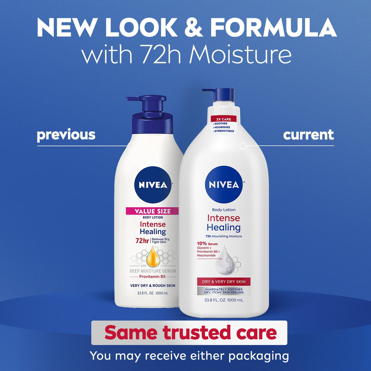 NIVEA Intense Healing Body Lotion for Very Dry and Itchy Skin, 72-Hour Moisturizer, Value Size 33.8 fl oz