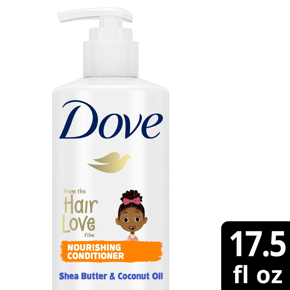 Dove Kids Care Conditioner for Coils, Curls and Waves Hair Love Kids Hair Care Infused with Coconut Oil and Shea Butter, 17.5 fl oz