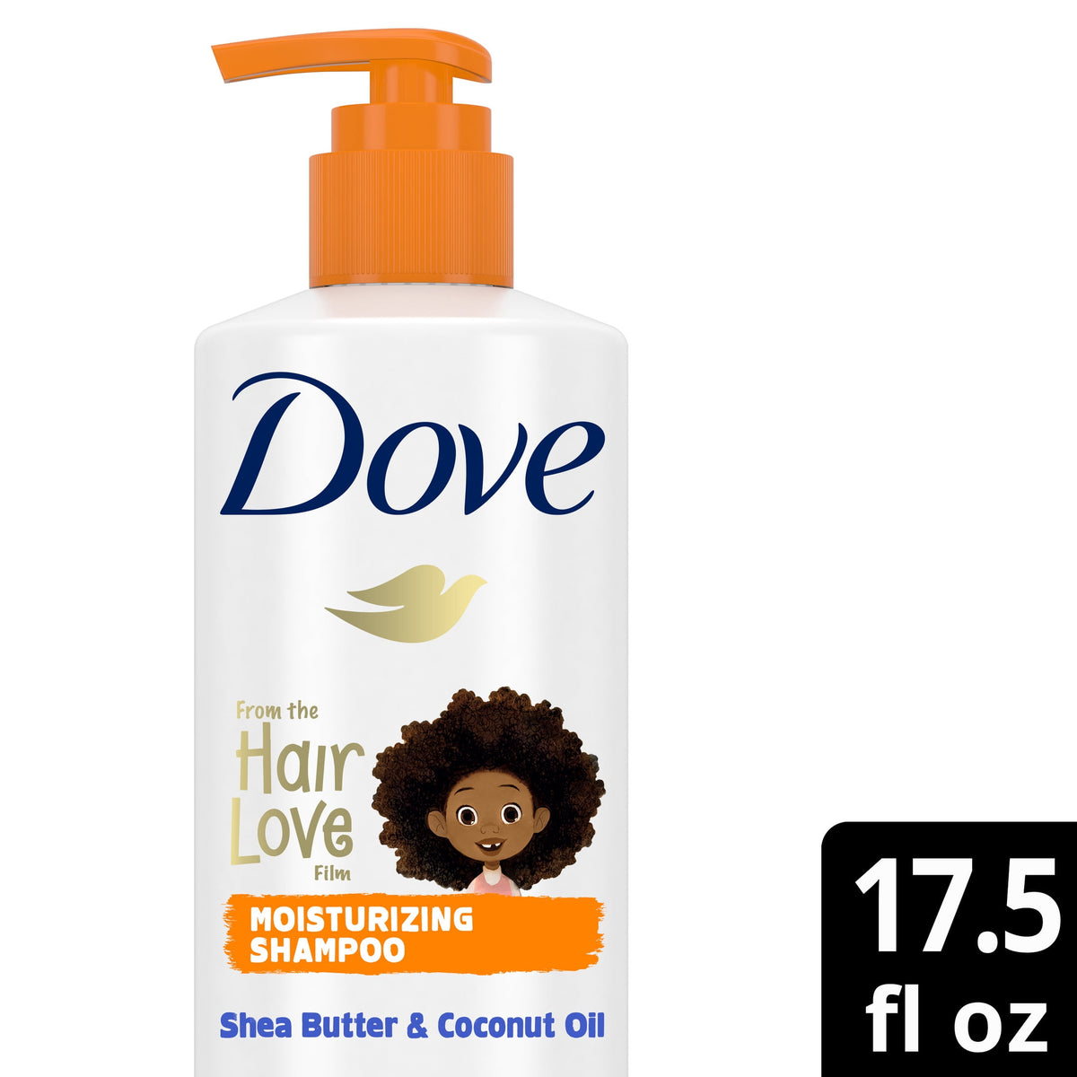 Dove Kids Care Shampoo for Coils, Curls and Waves Hair Love Kids Shampoo Infused with Coconut Oil and Shea Butter, 17.5 fl oz