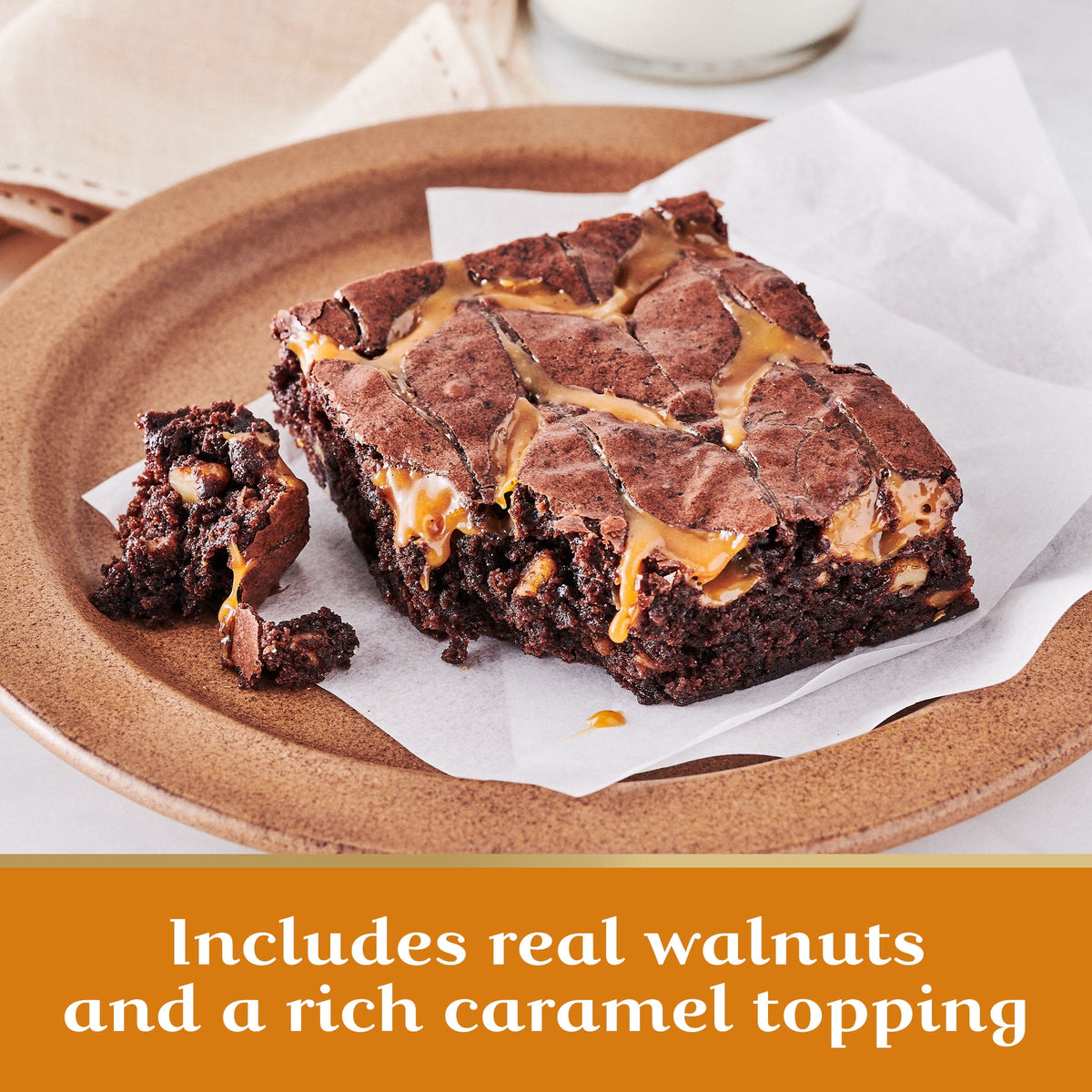 GHIRARDELLI Caramel Walnut Premium Brownie Mix, Includes Caramel and Real Walnuts, 18.5 oz Box