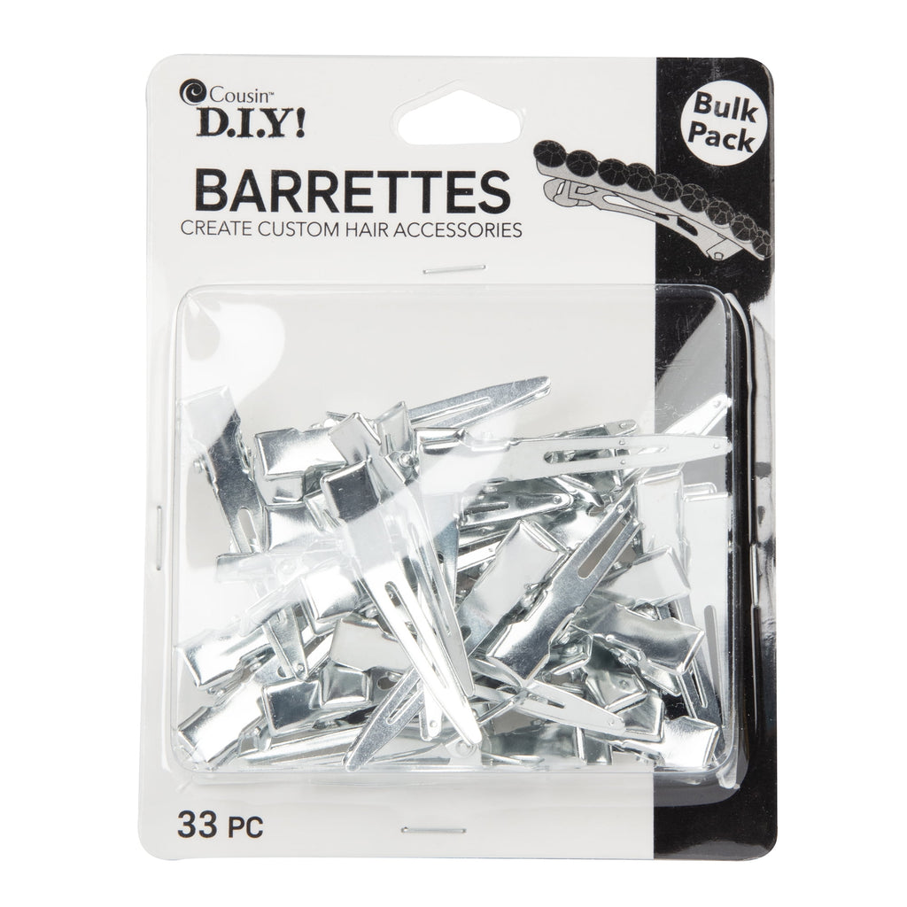 Cousin DIY 1.75 in Single Prong Metal Hair Clip, Bulk Pack of 33, Silver, Small, Adult