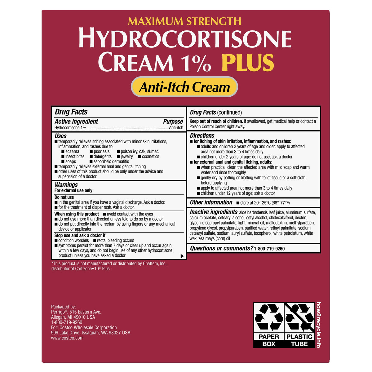 Kirkland Signature Hydrocortison Creme 1% Plus Anti-Juckreiz, 8 oz