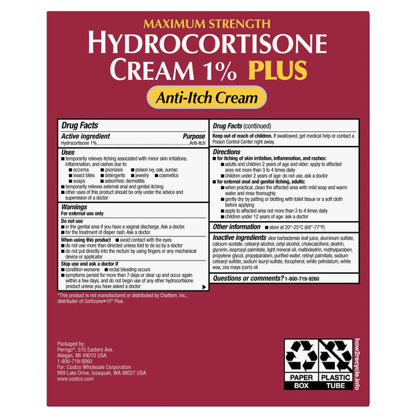 Kirkland Signature Hydrocortison Creme 1% Plus Anti-Juckreiz, 8 oz