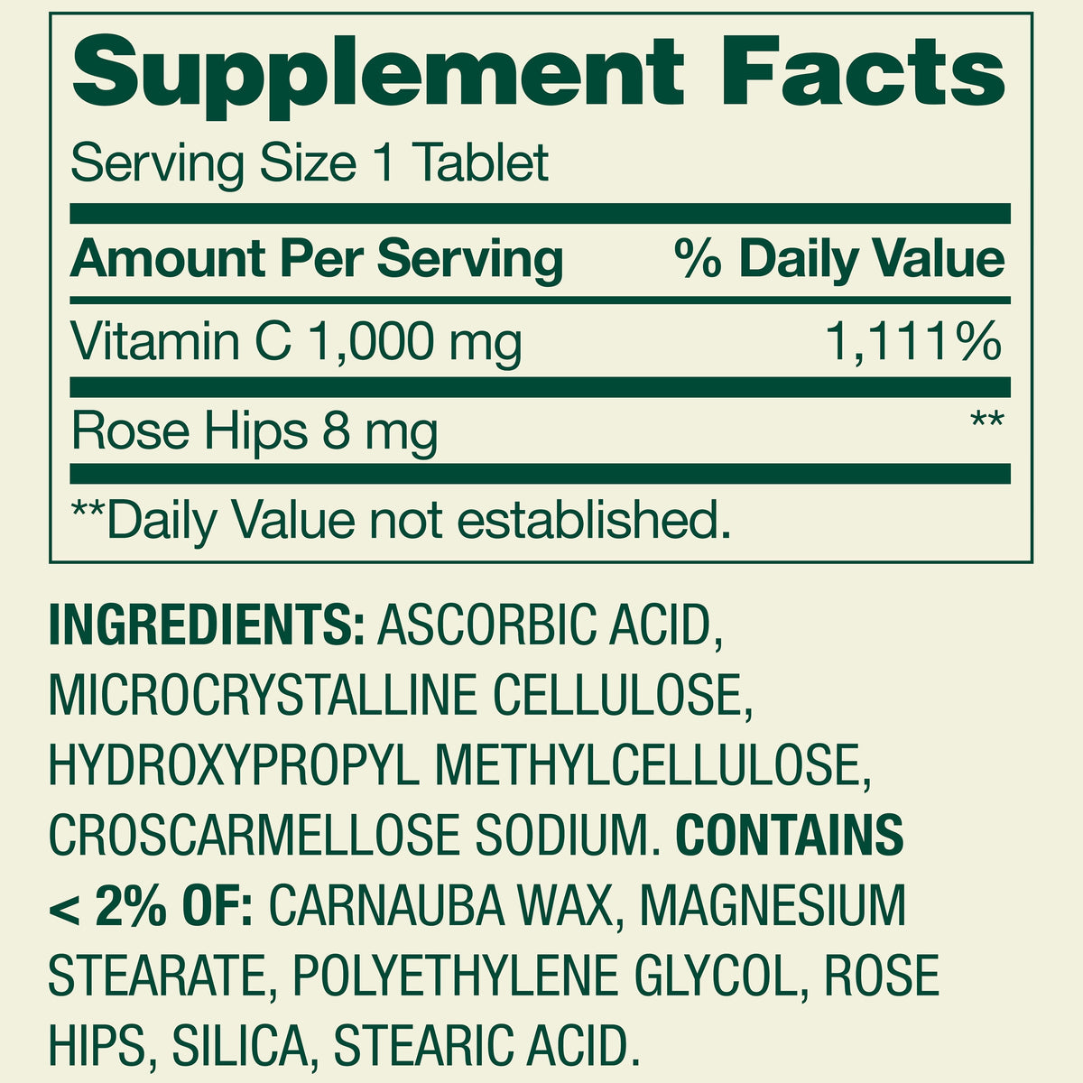Spring Valley Vitamin C with Rose Hips Dietary Supplement Tablets, 1000 mg, 250 Count