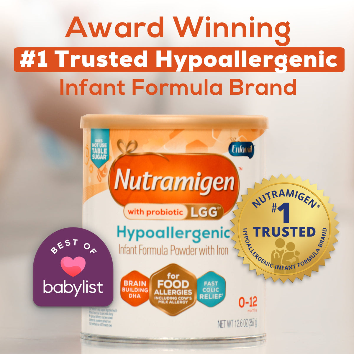 Nutramigen Hypoallergenic Baby Formula, Probiotic LGG, 27.8 oz Can