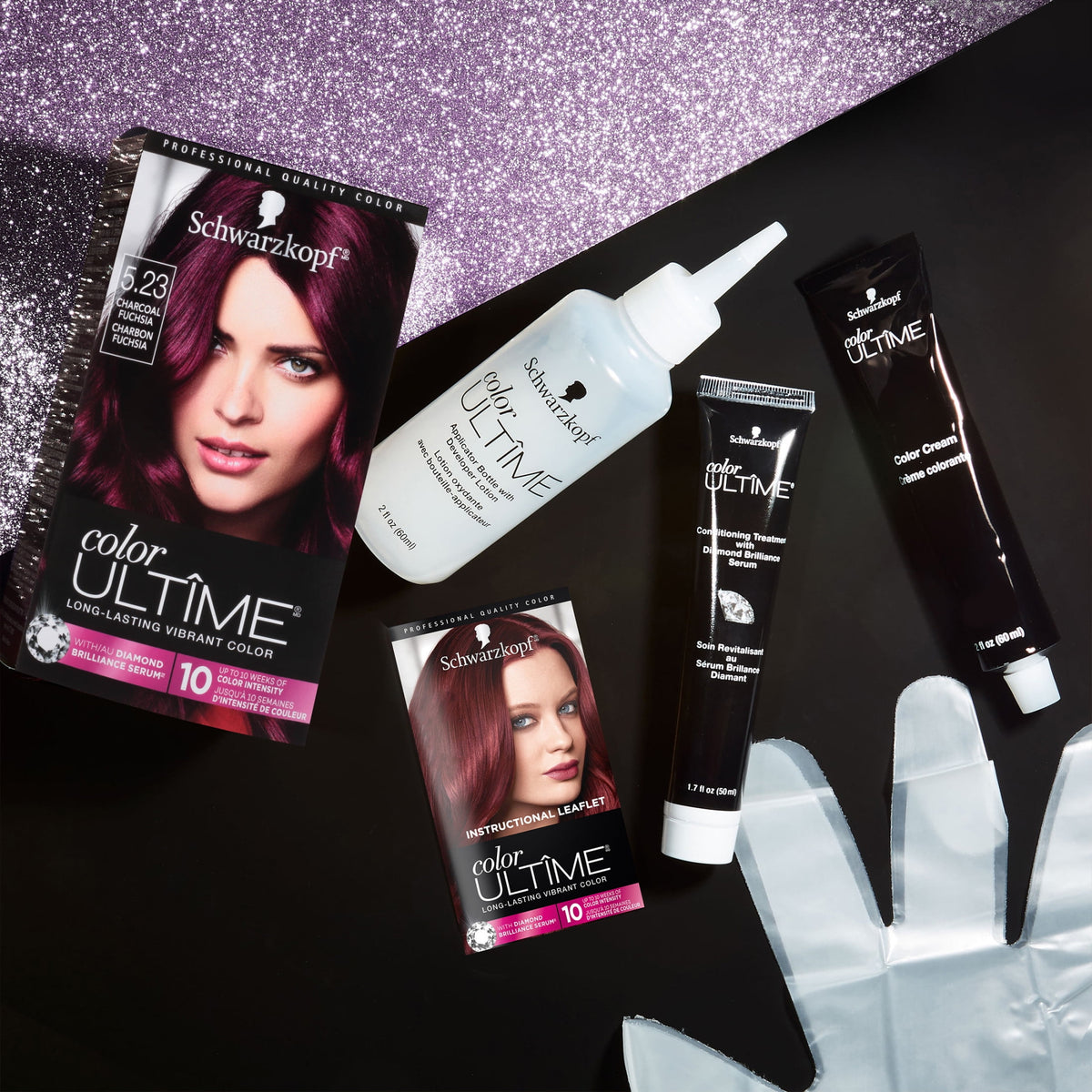 Schwarzkopf Color Ultime Permanent Hair Color Creme Kit, 5.23 Charcoal Fuchsia, 1 Use