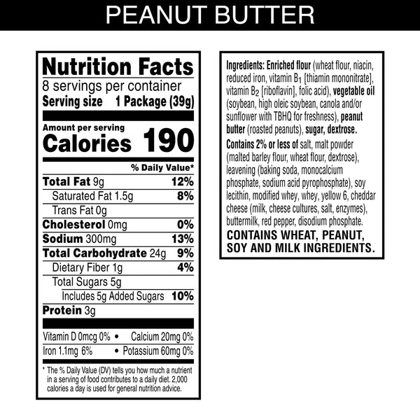 Austin Peanut Butter On Toasty Sandwich Crackers, Lunch Snacks, 8 Count