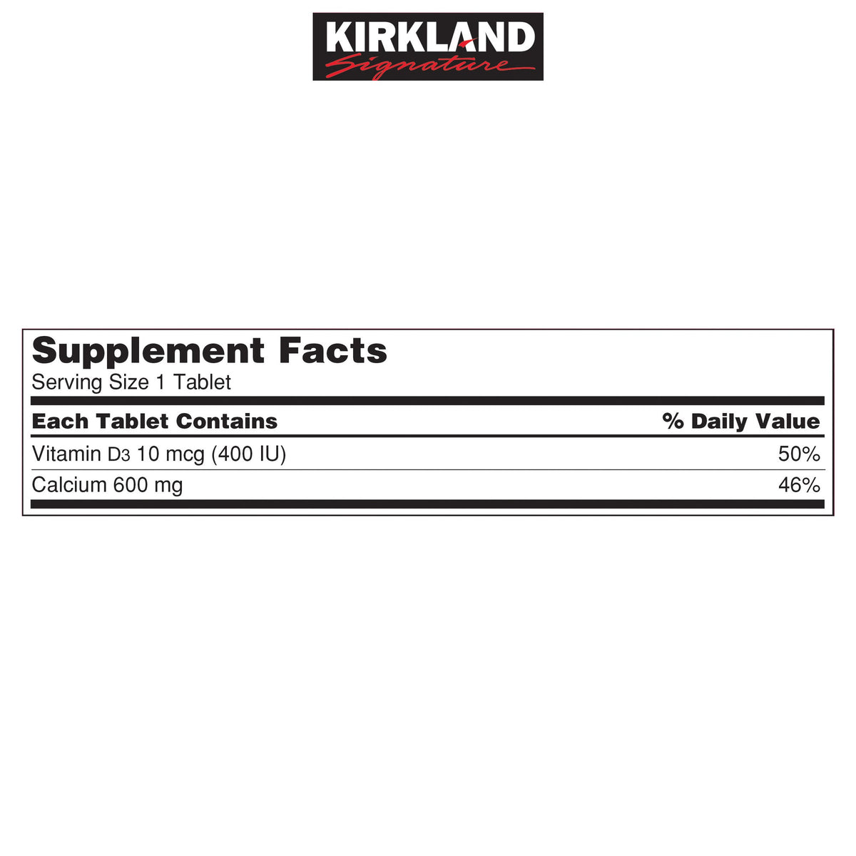 Kirkland Signature Calcium mit Vitamin D3 Tabletten, 500 Stk.