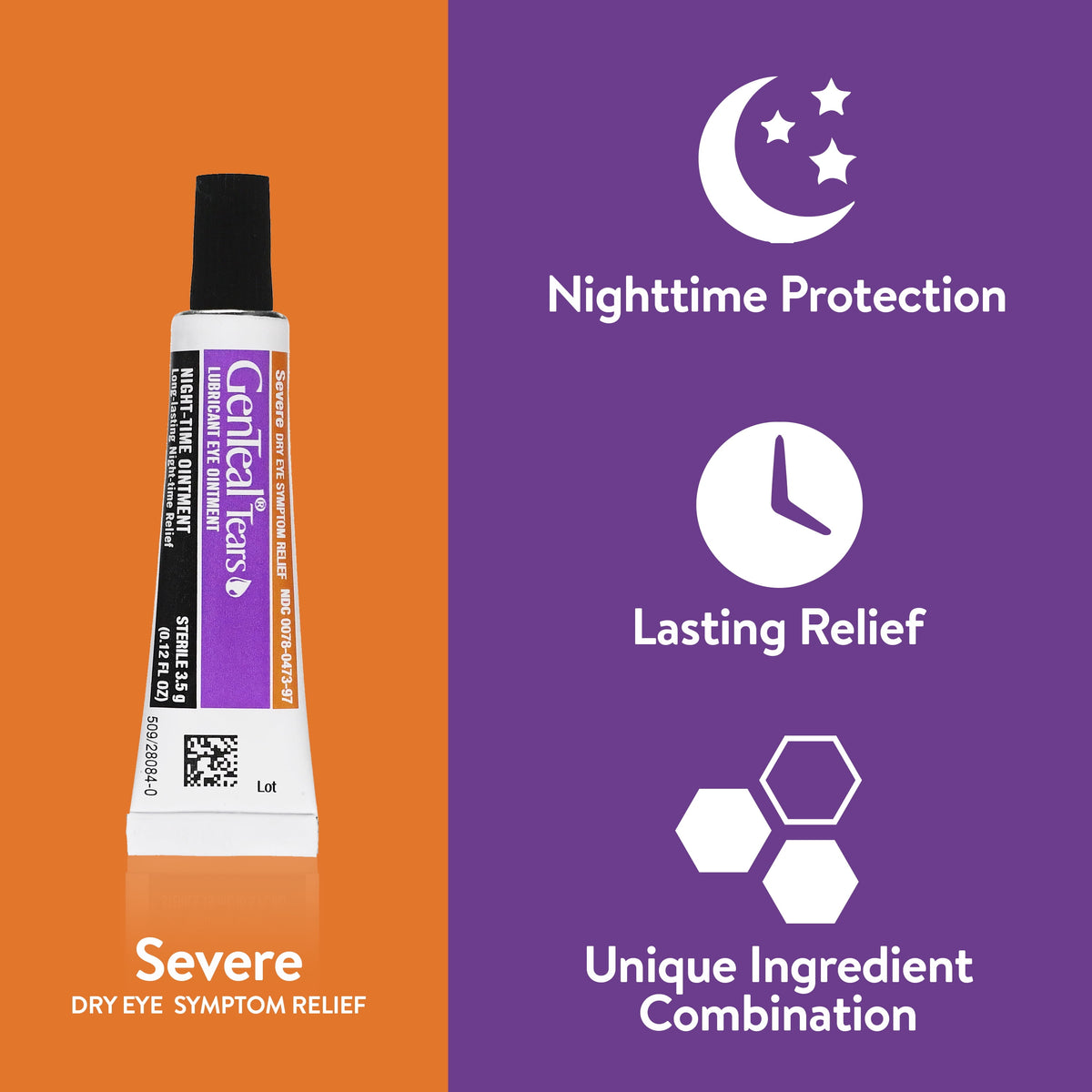 GenTeal Tears Lubricant Night-Time Dry Eye Ointment for Severe Dryness, 3.5 g