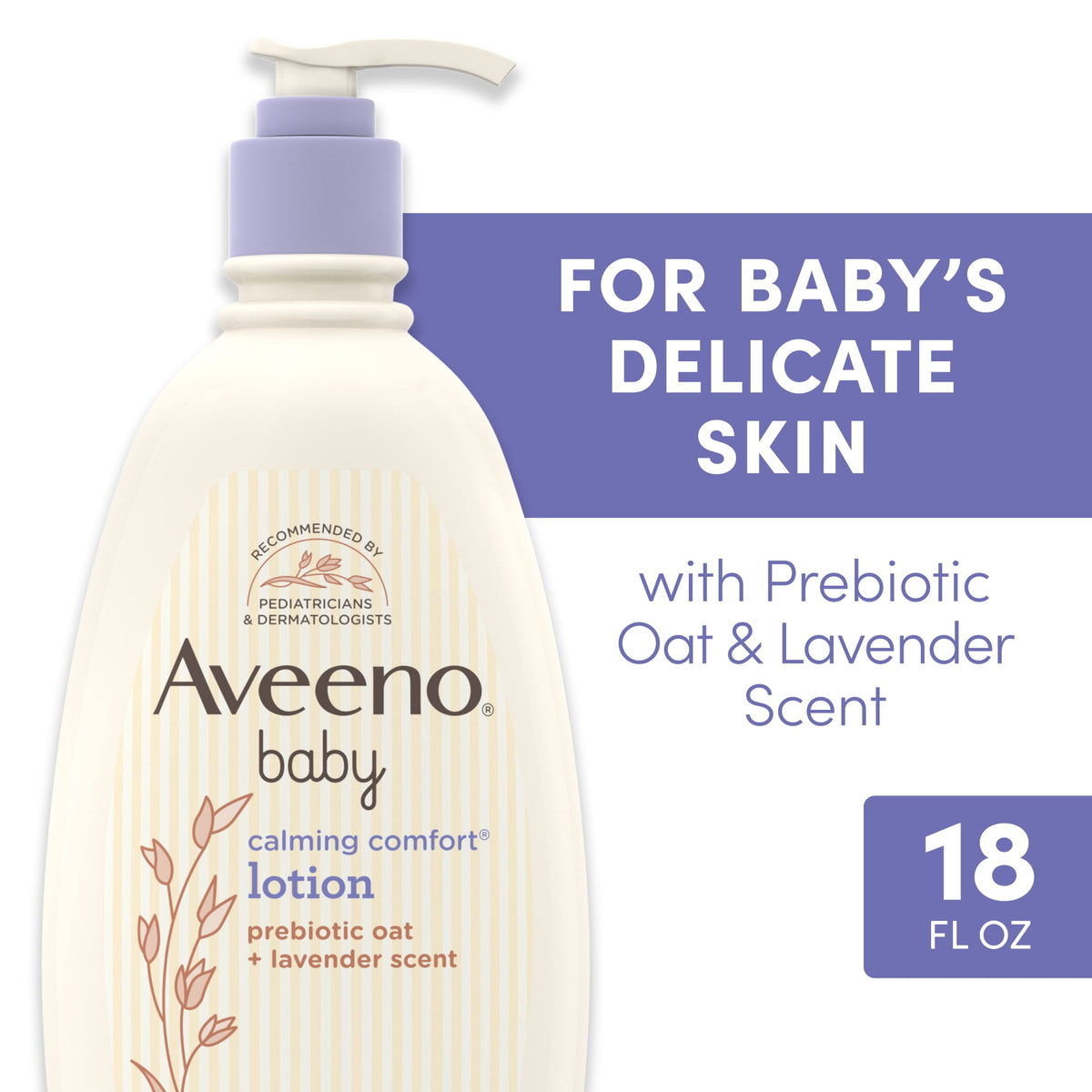 Aveeno Baby Calming Comfort Moisturizing Bedtime Body Lotion for Baby and Toddler, 18 fl oz