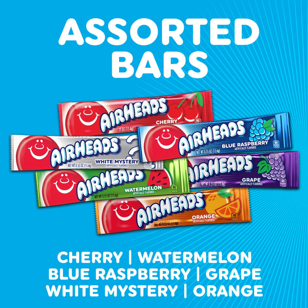 Airheads Peanut-Free Full-Size Chewy Candy Bars, Assorted Fruit Flavors, Bulk Candy Individually Wrapped, 60 Count Display Changemaker Box