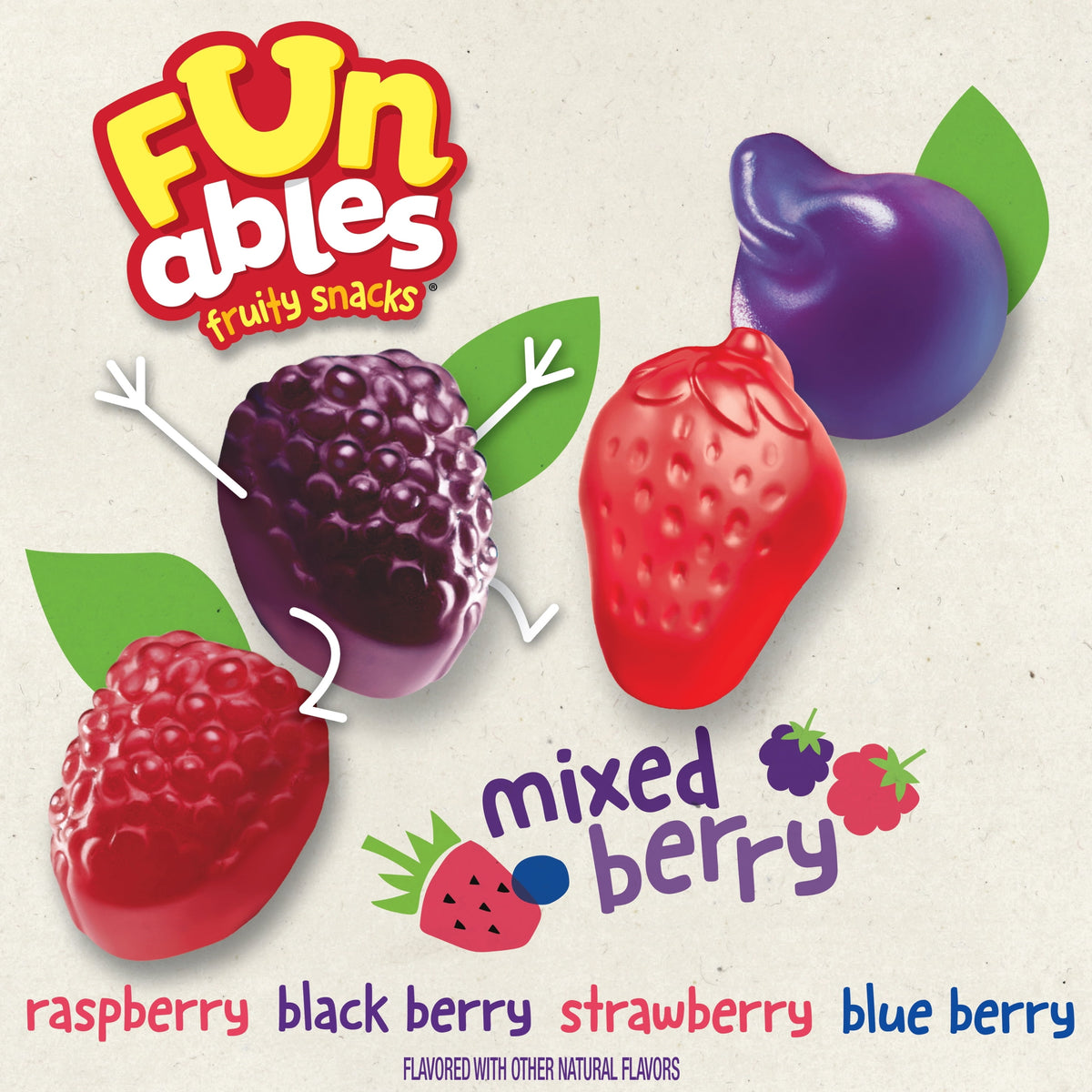 Funables Fruity Snacks, Mixed Berry Flavored Snacks, 0.8 Ounce Pouches, 40 Count