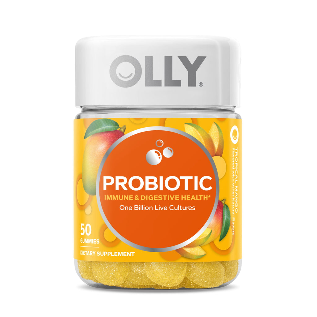 OLLY Probiotic Gummy, Immune & Digestive Health, Probiotic Supplement for Adults, Mango, 50 Count