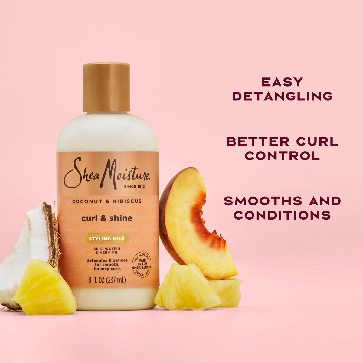 SheaMoisture Curl & Style Milk Coconut & Hibiscus with Silk Protein & Neem Oil, 8 fl oz