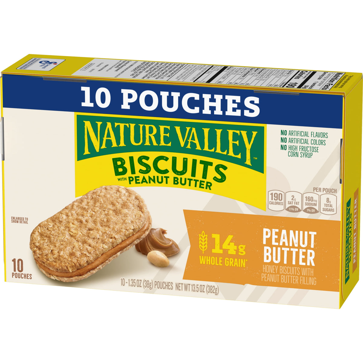 Nature Valley Biscuit Sandwiches, Peanut Butter, Snack Bars, 10 Bars, 13.5 oz