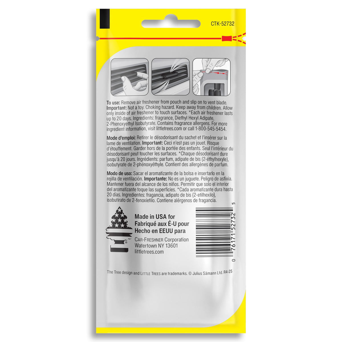 Little Trees Air Freshener Vent Wrap Vanillaroma Fragrance 4-Pack
