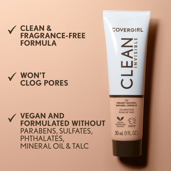 COVERGIRL Clean Invisible Liquid Foundation, 110 Classic Ivory, 1.0 fl oz