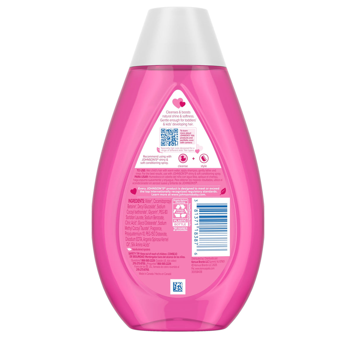 Johnson's Shiny & Soft Kids' Shampoo, Argan Oil, 13.6 fl. oz