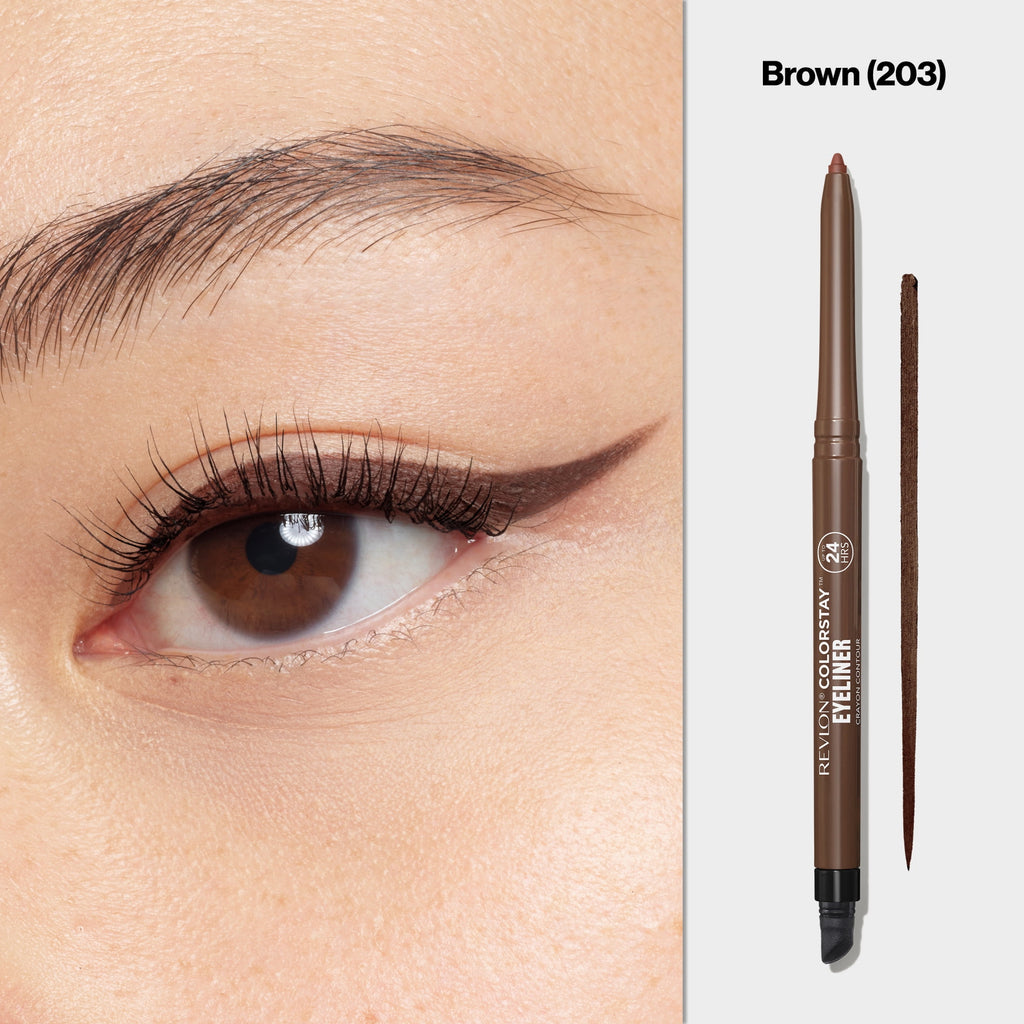 Revlon ColorStay Waterproof Eyeliner Pencil, Built-In Sharpener, 203 Brown, 0.01 oz