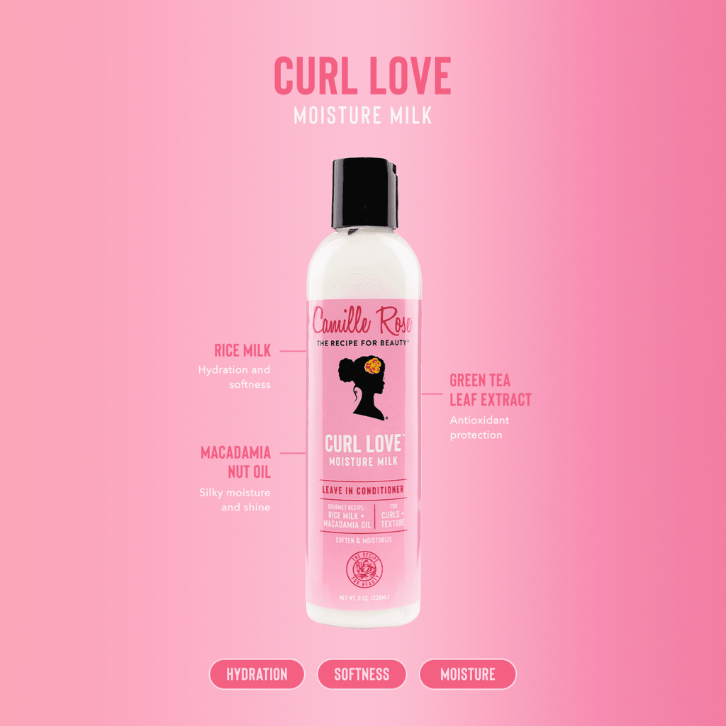 Camille Rose Curl Love Soften & Nourish Moisture Milk with Rice Milk & Macadamia Oil, 8oz