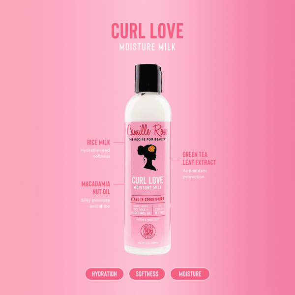 Camille Rose Curl Love Soften & Nourish Moisture Milk with Rice Milk & Macadamia Oil, 8oz