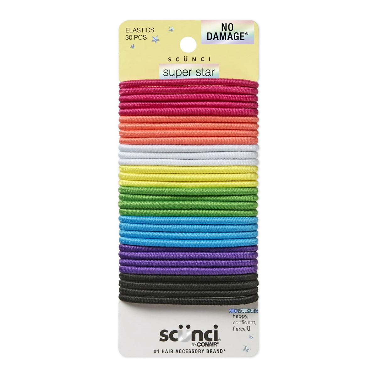 Scunci No Damage Hair Ties, Multicolor, 30 Count Ponytail Holders