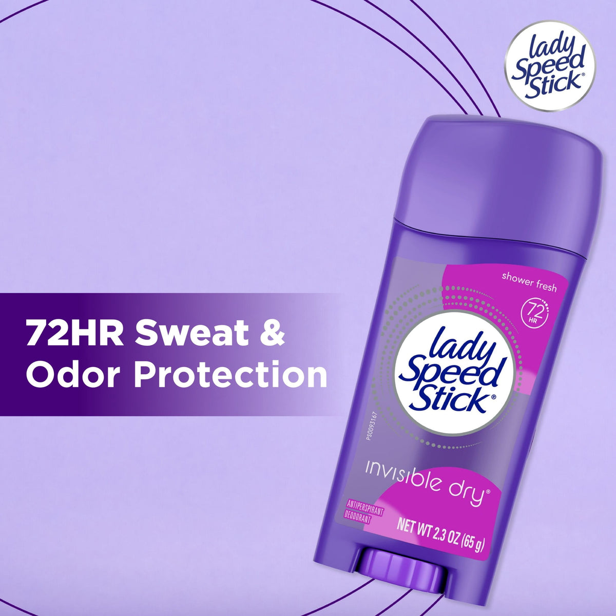 Lady Speed Stick Antiperspirant Deodorant for Women, Shower Fresh Scent, 2.3 oz Stick (2 Pack)