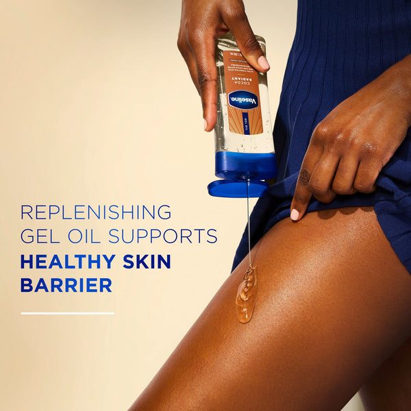 Vaseline Intensive Care Cocoa Radiant Body Gel Oil for Glowing Skin Made with 100% Pure Cocoa Butter + Replenishing Oils, 6.8 fl oz