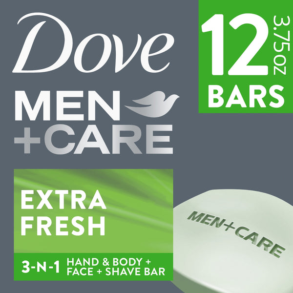 Dove Men+Care Bar 3 In 1 Cleanser For Body, Face, And Shaving To Clean And Hydrate Skin Extra Fresh Body And Facial Cleanser More Moisturizing Than