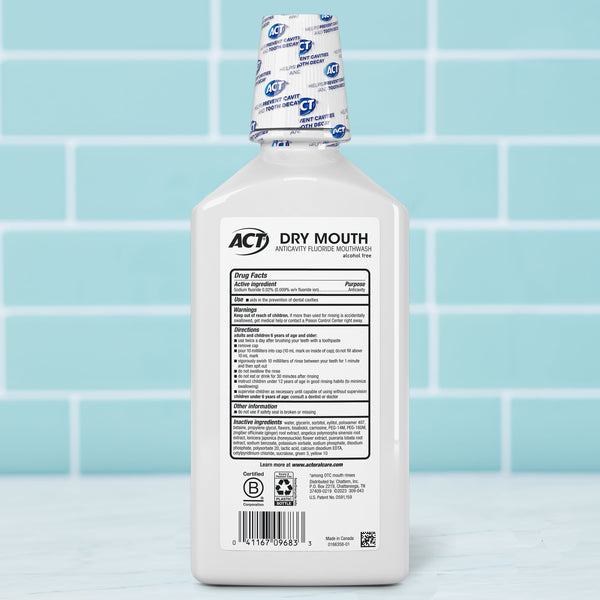 ACT Dry Mouth Anticavity Fluoride Mouthwash, Soothing Mint, 33.8 fl. oz.
