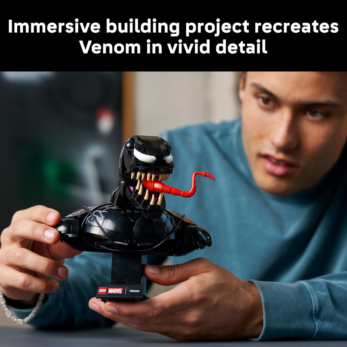 LEGO Marvel Venom Bust Collectible Building Set 76356 for Adults 18+ with Venom Minifigure