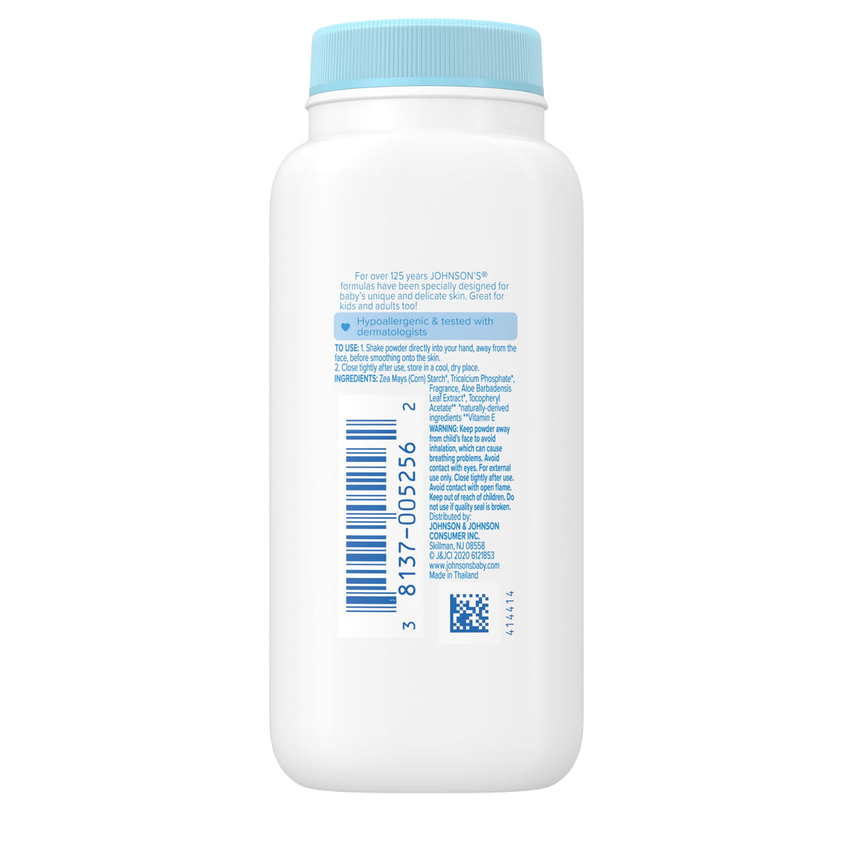 Johnson's Naturally Derived Cornstarch Powder for Baby & Toddler with Aloe & Vitamin E, 1.5 oz